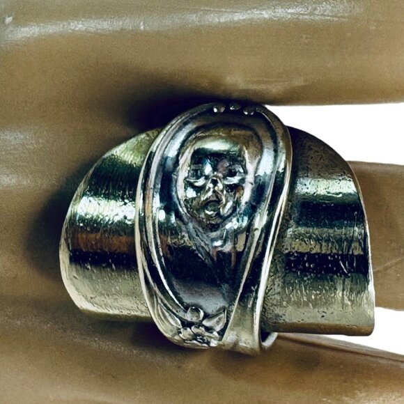 Antique Gerber Baby Winthrop Silver Plated Spoon Artisan Ring Size 9.5 - Picture 3 of 13
